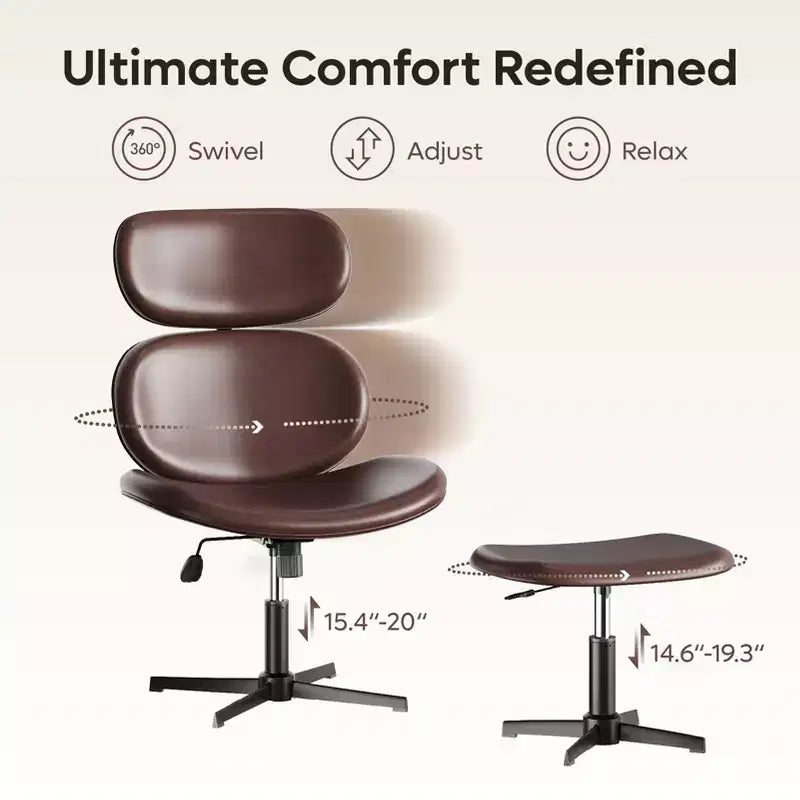 Chaise de bureau pivotante Bestier avec pouf, chaise de bureau inclinable avec dossier haut et appui-tête réglables, chaise de jeu ergonomique en PU