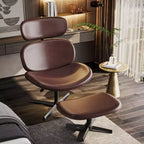 Chaise de bureau pivotante Bestier avec pouf, chaise de bureau inclinable avec dossier haut et appui-tête réglables, chaise de jeu ergonomique en PU
