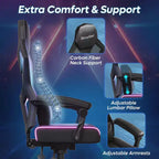 Bestier Breathable Fabric Gaming Chair with RGB LED Lighting and Adjustable Armrests
