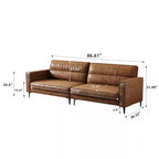 Luck Live Contemporary 86.61 inches modern sofa oil wax genuine leather couch, sofa frame is solid, couchcomfortable to the touch