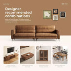 Luck Live Contemporary 86.61 inches modern sofa oil wax genuine leather couch, sofa frame is solid, couchcomfortable to the touch