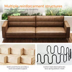Luck Live Contemporary 86.61 inches modern sofa oil wax genuine leather couch, sofa frame is solid, couchcomfortable to the touch