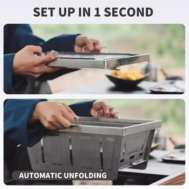 Naturehike Camping Charcoal Grill for IGT Table,Folding Barbecue Grill with Tongs&Carry Bag,Portable BBQ Grill for Outdoor Camping Cooking Tailgating