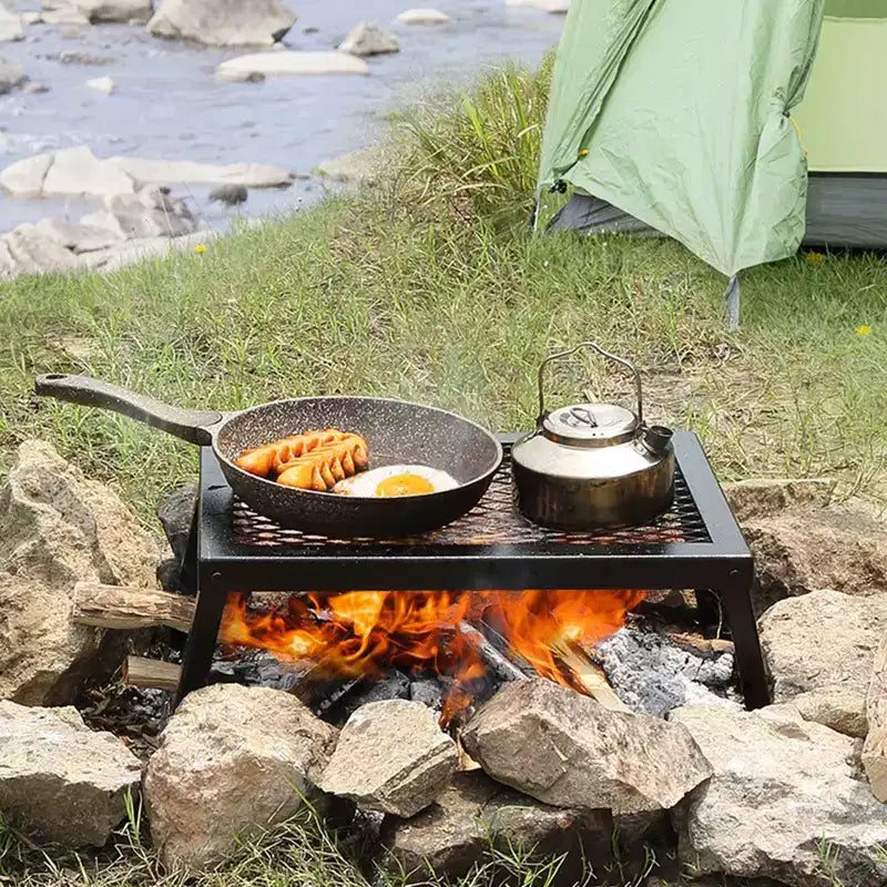 Gril de camping pliant VEVOR, grille en acier robuste, 18 grilles de camping portables pour foyer, équipement de cuisson pour feu de camp