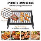 Gril de camping pliant VEVOR, grille en acier robuste, 18 grilles de camping portables pour foyer, équipement de cuisson pour feu de camp