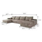 MAYEERTY 135 Cloud Sofa + Ottoman Camel - 135 + Ottoman, Corduroy, U-Shaped, No Assembly, for Living Room