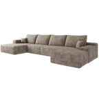 MAYEERTY 135 Cloud Sofa + Ottoman Camel - 135 + Ottoman, Corduroy, U-Shaped, No Assembly, for Living Room