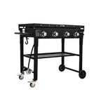 VEVOR Commercial Griddle on Cart, 36 Heavy Duty Manual Flat Top Griddle, Outdoor Cooking Station with Side Shelves, Steel Natural Gas Griddle