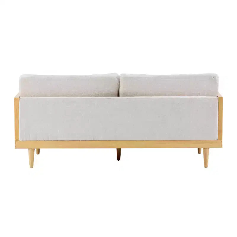Christopher Knight Home Quince 72 Modern 3-Seater Rubberwood Velvet Upholstered Sofa with Cushion and Rattan Design