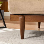 Christopher Knight Home Quince 72 Modern 3-Seater Rubberwood Velvet Upholstered Sofa with Cushion and Rattan Design