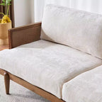 Christopher Knight Home Quince 72 Modern 3-Seater Rubberwood Velvet Upholstered Sofa with Cushion and Rattan Design