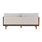 Christopher Knight Home Quince 72 Modern 3-Seater Rubberwood Velvet Upholstered Sofa with Cushion and Rattan Design