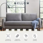 MAE Mid-Century Modern Curved Arm Sofa with Solid Wood Legs, Mellow