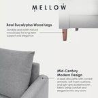 MAE Mid-Century Modern Curved Arm Sofa with Solid Wood Legs, Mellow