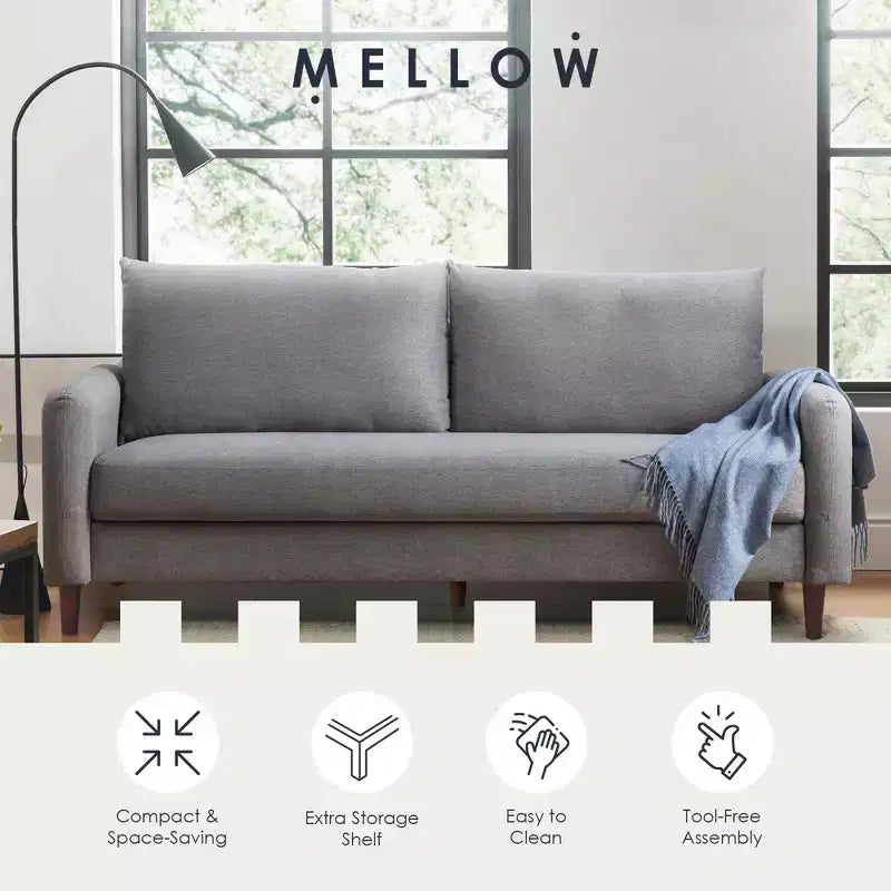 MAE Mid-Century Modern Curved Arm Sofa with Solid Wood Legs, Mellow