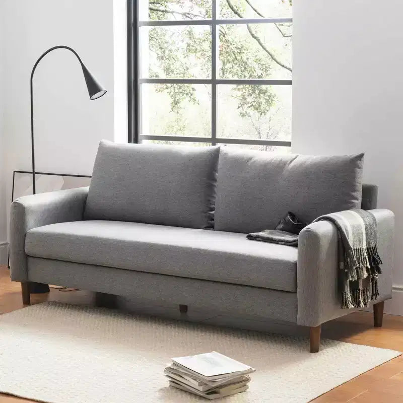 MAE Mid-Century Modern Curved Arm Sofa with Solid Wood Legs, Mellow