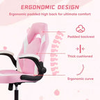 Chaise de jeu Bestier, chaise pivotante d'ordinateur en cuir PU avec soutien lombaire, dossier réglable et accoudoir rabattable pour chaise de bureau à domicile
