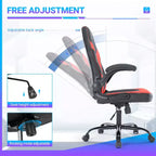 Chaise de jeu Bestier, chaise pivotante d'ordinateur en cuir PU avec soutien lombaire, dossier réglable et accoudoir rabattable pour chaise de bureau à domicile