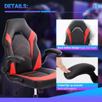 Chaise de jeu Bestier, chaise pivotante d'ordinateur en cuir PU avec soutien lombaire, dossier réglable et accoudoir rabattable pour chaise de bureau à domicile