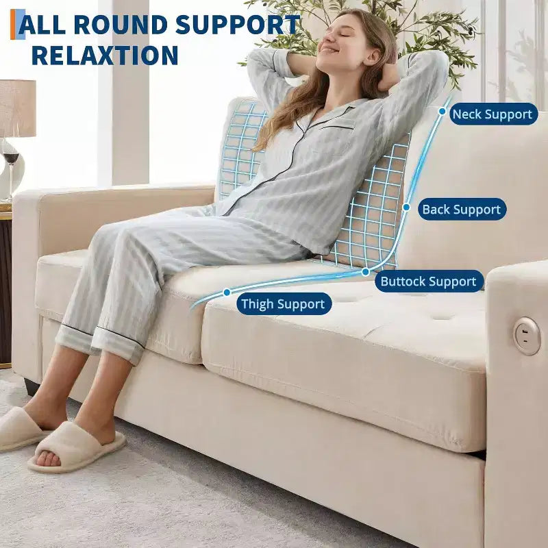 90 Loveseat Sofa Comfy Couches with USB/Type-C Charging Ports, Removable Covers & Wood Frame for Small Spaces