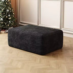 MAYEERTY Sofa Ottoman No Assembly Black Plush Corduroy