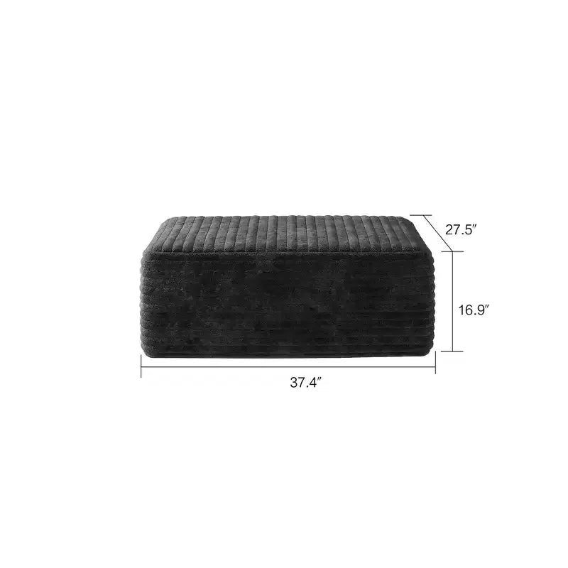 MAYEERTY Sofa Ottoman No Assembly Black Plush Corduroy