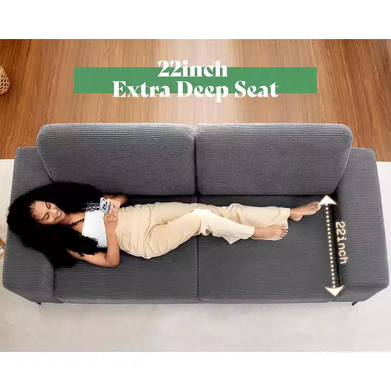 AMERLIFE 89 3 Seater Modern Sofa with Extra Deep Seats, Comfy Couch for Living Room