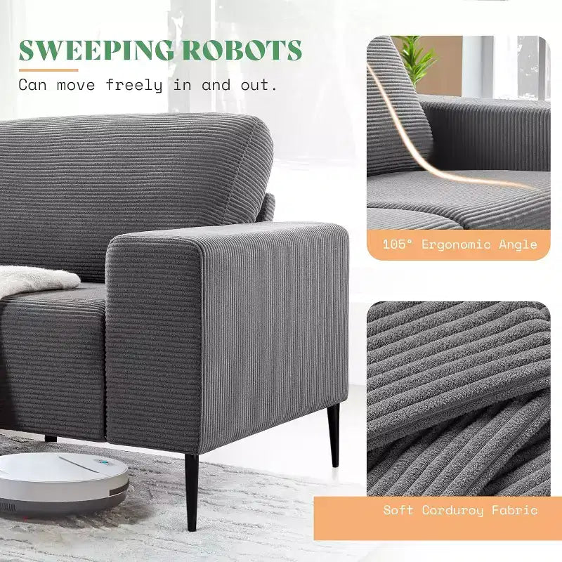 AMERLIFE 89 3 Seater Modern Sofa with Extra Deep Seats, Comfy Couch for Living Room