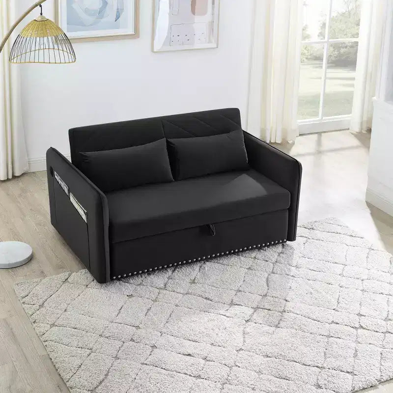 MAYEERTY Sleeper Sofa Bed with USB, 3-in-1 Adjustable Pull-Out Bed & Side Pocket (Velvet)