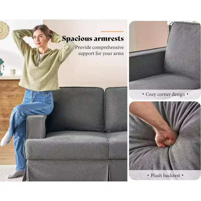 AMERLIFE Modern Slipcovered Sofa- Comfy Couch for Living Room