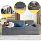 AMERLIFE Comfy Couch with Deep Seat& Wood Legs, Upholstered Sofa for Living Room