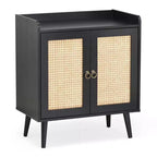 Sideboard Buffet Cabinet,Liquor Bar Cabinet with Natural Rattan Decorated Doors,Accent Kitchen Storage Cabinet for Dining Room