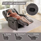 Canapé inclinable réglable (110 - 160), pouf repose-pieds + poche latérale, design ergonomique