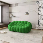 Honeycomb Bubble Loveseat Sofa with 3D Mesh Fabric, 75-Inch Modern Floor Couch, Green