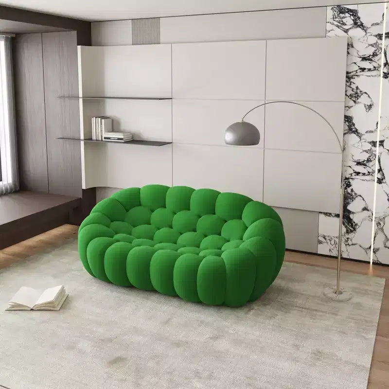 Honeycomb Bubble Loveseat Sofa with 3D Mesh Fabric, 75-Inch Modern Floor Couch, Green