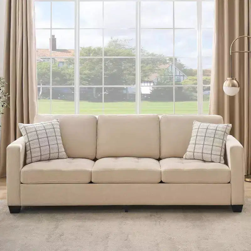 89 Inch Sofa, Oversized 3 Seat Sofa, Chenille Fabric Upholstered Sofa with Wide Armrest and Removable Cushion, for Living Room, Bedroom