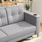 Canapé convertible moderne 83, canapé 3 places avec accoudoirs de rangement et poches latérales, canapé moderne en tissu Teddy, pour salon et chambre à coucher
