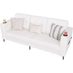 Canapé convertible moderne 83, canapé 3 places avec accoudoirs de rangement et poches latérales, canapé moderne en tissu Teddy, pour salon et chambre à coucher