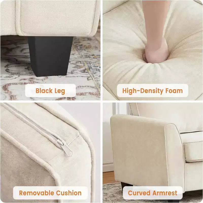 Canapé surdimensionné en chenille 83 pour salon, canapé nuage trois places, canapé rembourré de style moderne du milieu du siècle, pour salon, chambre à coucher