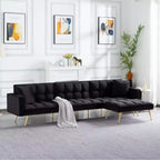 MAYEERTY 107 Inch Sofa Bed Convertible Sturdy Faux Wood Frame, 5 Recline Positions, Modern Style with Gold Legs