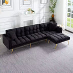 MAYEERTY 107 Inch Sofa Bed Convertible Sturdy Faux Wood Frame, 5 Recline Positions, Modern Style with Gold Legs