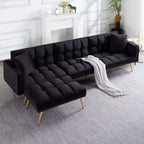 MAYEERTY 107 Inch Sofa Bed Convertible Sturdy Faux Wood Frame, 5 Recline Positions, Modern Style with Gold Legs