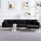 MAYEERTY 107 Inch Sofa Bed Convertible Sturdy Faux Wood Frame, 5 Recline Positions, Modern Style with Gold Legs