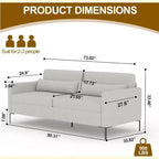 80 Linen Sofa, 3 Seater Sofa, Modern Couch and Sofa, Comfy Armrests and Seats and Backrests