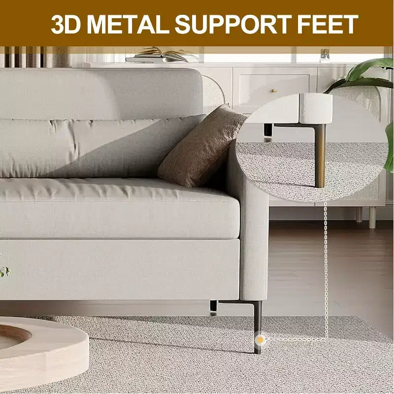 80 Linen Sofa, 3 Seater Sofa, Modern Couch and Sofa, Comfy Armrests and Seats and Backrests