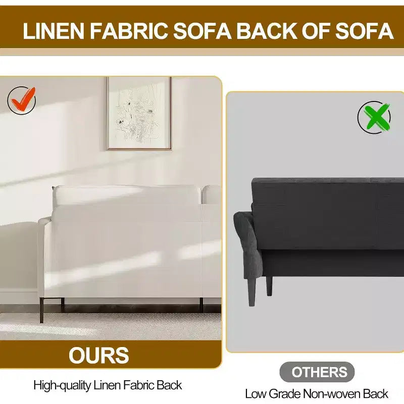 80 Linen Sofa, 3 Seater Sofa, Modern Couch and Sofa, Comfy Armrests and Seats and Backrests