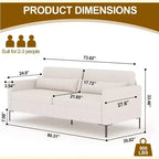 80 Linen Sofa, 3 Seater Sofa, Modern Couch and Sofa, Comfy Armrests and Seats and Backrests