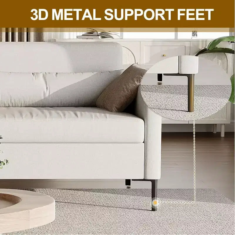 80 Linen Sofa, 3 Seater Sofa, Modern Couch and Sofa, Comfy Armrests and Seats and Backrests