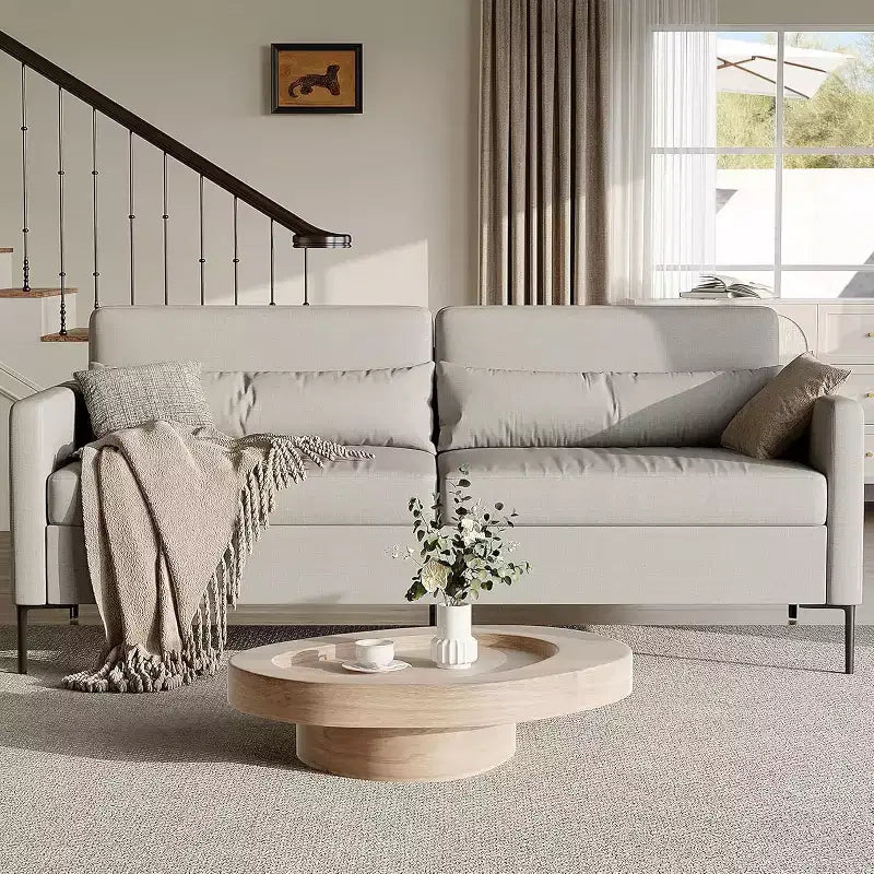 80 Linen Sofa, 3 Seater Sofa, Modern Couch and Sofa, Comfy Armrests and Seats and Backrests