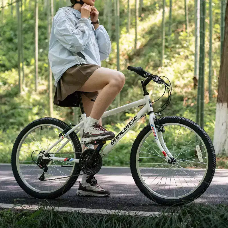 BAMCBASE 24 26 Vélo de montagne, cadre en acier à haute teneur en carbone 18 vitesses, VTT de sport pour adulte